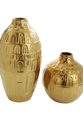 欧式电镀陶瓷花瓶 金色黑白落x地大花瓶 客厅轻奢陶瓷创意插花摆