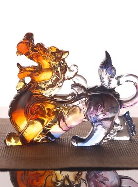 热销琉璃貔貅招j财摆件一对旺财客厅入户守财皮丘霸王飞天貔貅车