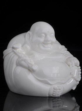 车载陶瓷如d意弥勒德化白瓷小号弥勒佛笑佛工艺品装饰客厅送礼摆