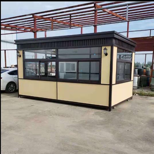 源头工厂钢结构真石漆岗亭不锈钢保安亭小区幼儿园门卫室值班室 - 图0