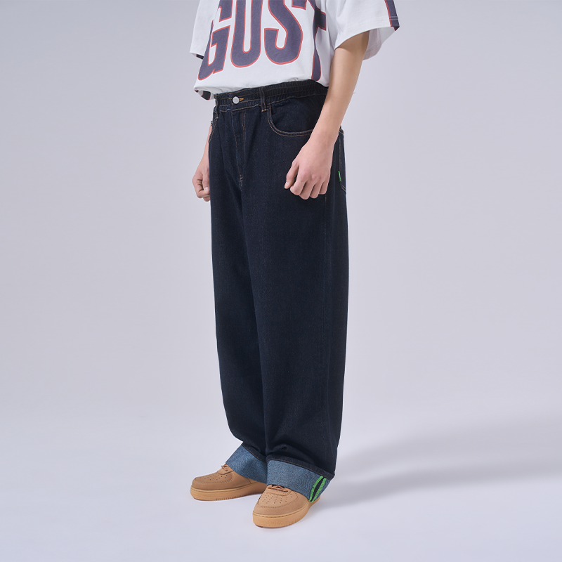 XXZXX翻边直筒阔腿牛仔裤男女款长裤潮牌童装亲子装 夏季新款1102,淘宝优惠券,粉丝福利购,淘宝优惠卷