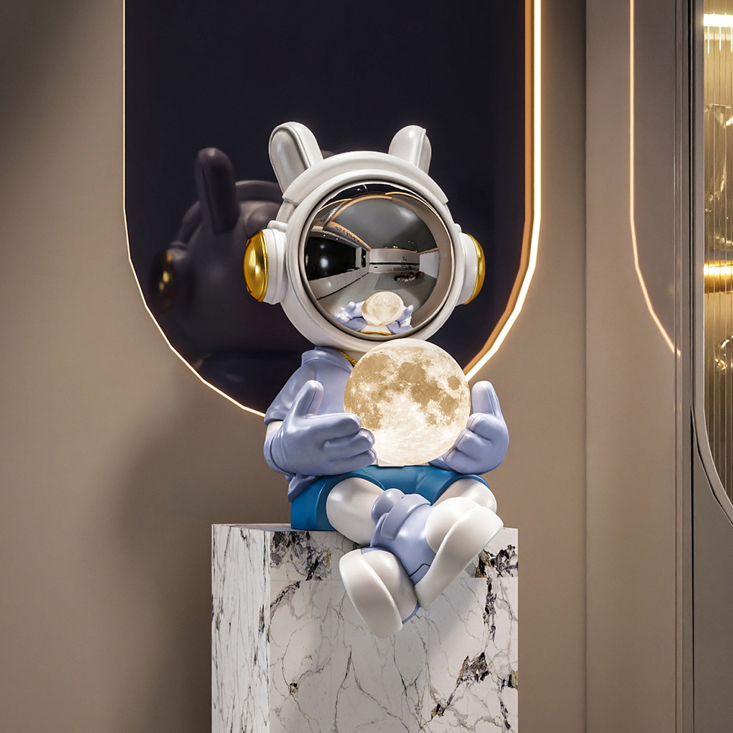 客厅电视柜入户玄关门店橱窗太空人坐姿摆件蓝牙音响新房乔迁礼品,淘宝优惠券,粉丝福利购,淘宝优惠卷