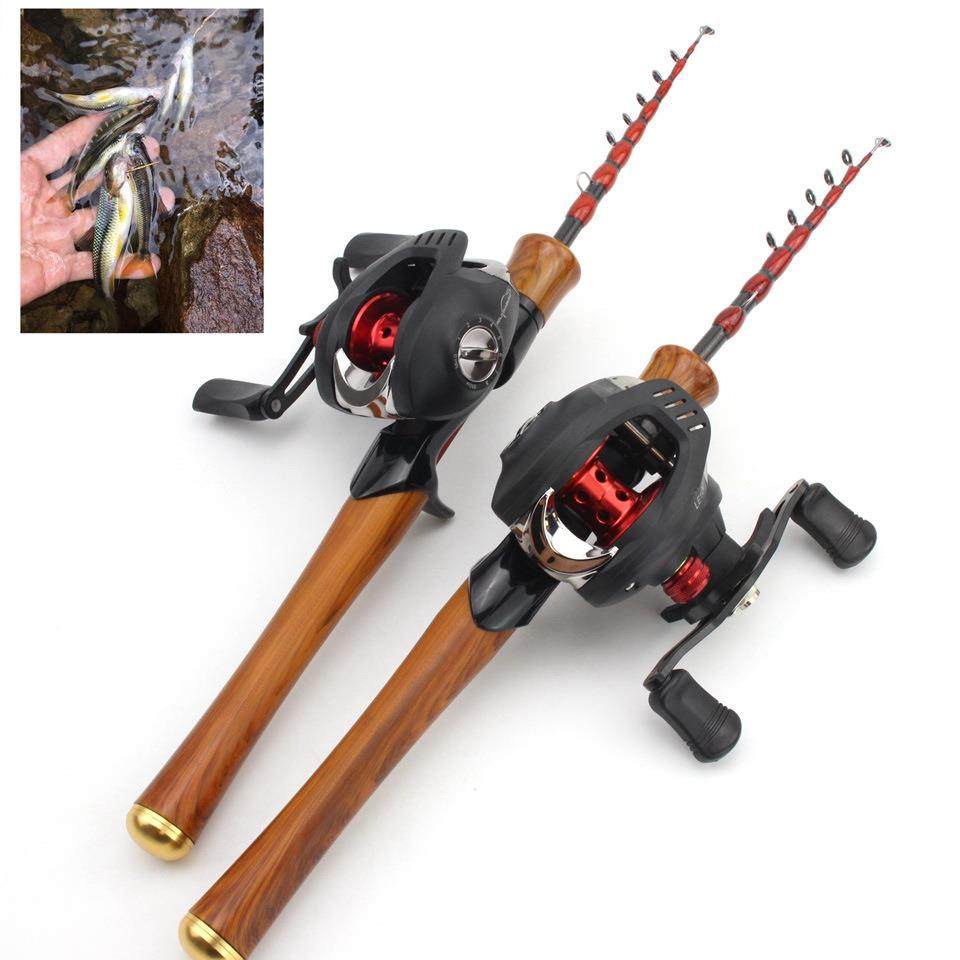 爆款超轻超短枪柄收缩马口竿迷你路亚竿ul调性仿木手柄水滴轮,淘宝优惠券,粉丝福利购,淘宝优惠卷