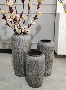 落地花瓶黑白陶瓷简n约现代水培装饰摆件多肉大花盆景德镇景观瓶