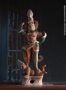 洛阳唐三才天王镇墓兽摆件古典瓷器M陶艺博物馆仿古装饰