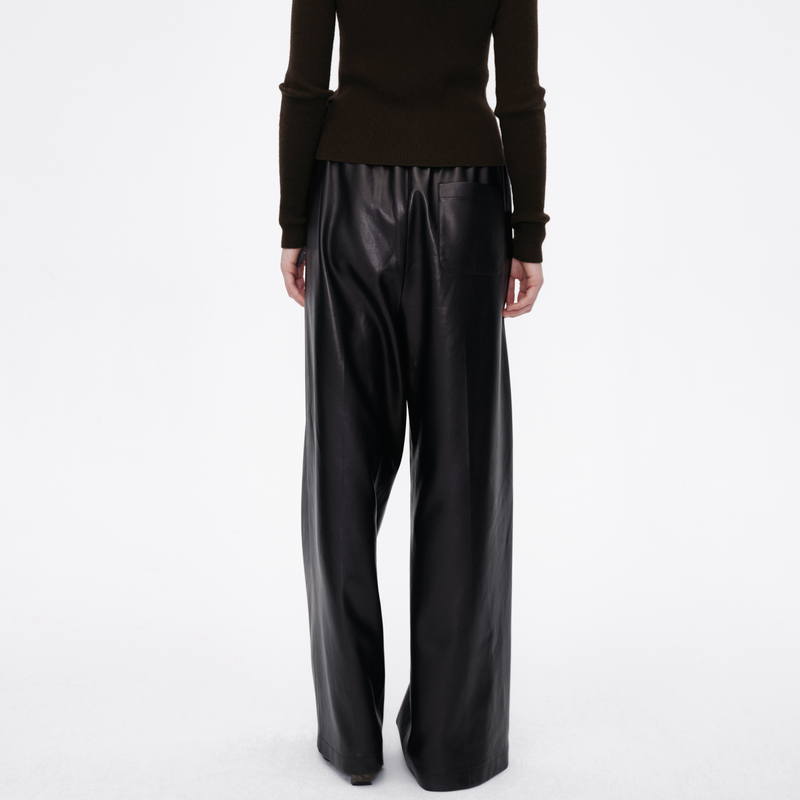 【郭晓婷同款】AVVENN冬季抽绳腰头软糯亲肤宽松大裤腿裤 - 图1