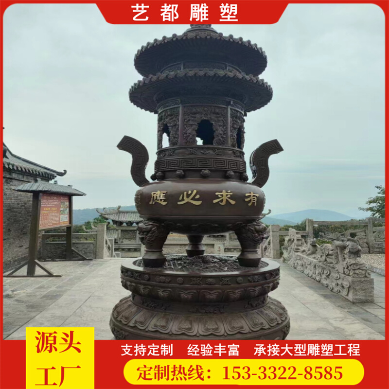 寺庙铸铜烧插香炉圆形香炉祠堂宗祠天地炉铸铁室内家用长方形 - 图2