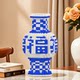 Blue and white porcelain vase building block ornaments puzzle building block toys Jingdezhen ceramic vase flower arrangement entrance decoration