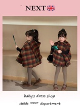 UK Next girls winter Christmas double face fur cloak 2023 new children trendy jacket baby shawl