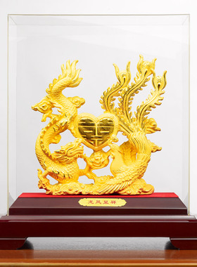 热销电铸绒沙g金龙凤呈祥创意实用闺蜜结婚礼物摆件家居装饰工艺