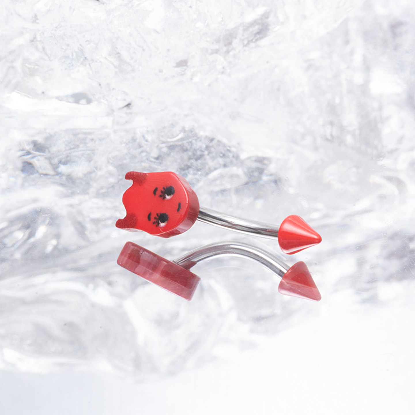 钛钢外螺纹大红色小恶魔尖锥眉钉ROOK耳骨钉甜酷朋克个性穿刺饰品,淘宝优惠券,粉丝福利购,淘宝优惠卷