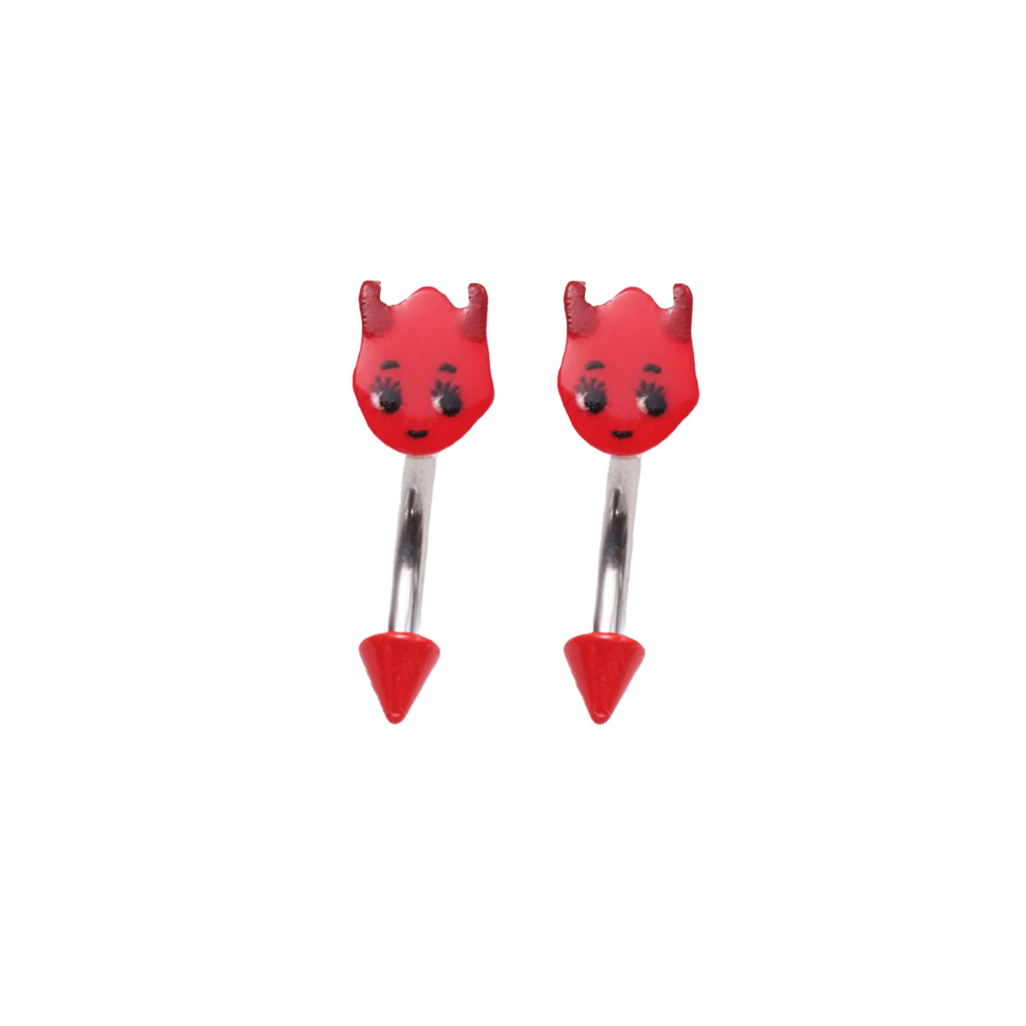 钛钢外螺纹大红色小恶魔尖锥眉钉ROOK耳骨钉甜酷朋克个性穿刺饰品,淘宝优惠券,粉丝福利购,淘宝优惠卷