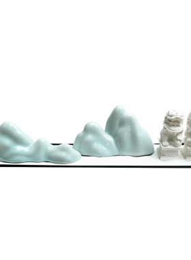 新中式陶瓷假山狮子太极人造景z摆件样板间客厅酒店茶室茶具装饰