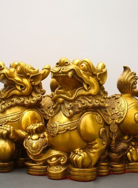 WUJE招财貔貅摆件铜貔貅大y号一对公母皮丘聚财家居办公室店铺