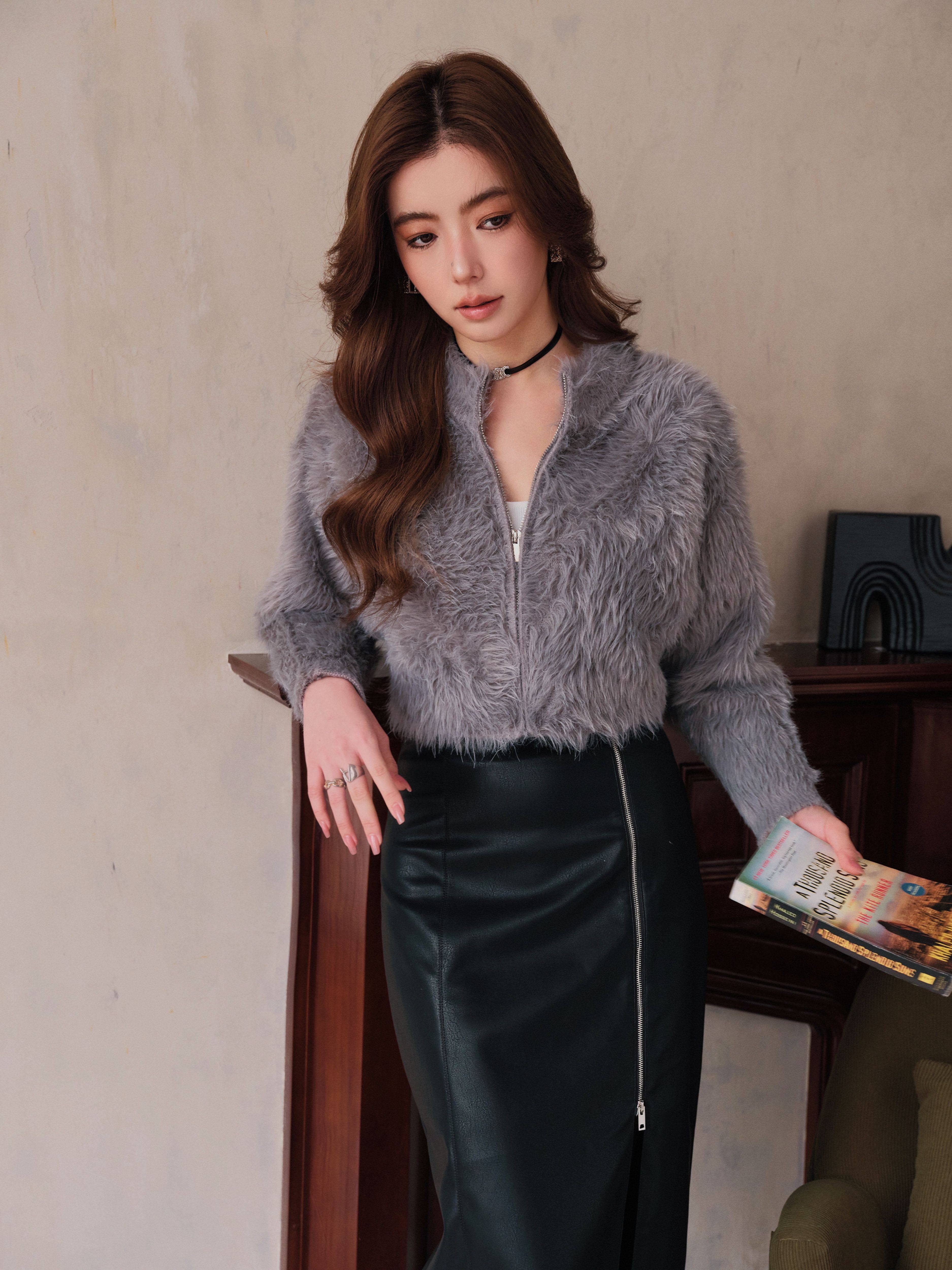 CHILL ZOEY气质H型显瘦皮裙包臀裙女中长款半身裙冬季新款S