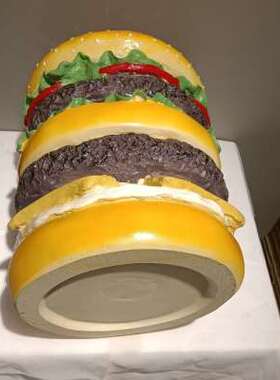 新品汉堡凳子创意个性换鞋凳穿鞋C凳汉堡包模型装饰品摆件道具汉