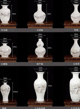 极速景德镇仿古董陶瓷器珐琅彩花瓶新F中式乾隆客厅装饰品六方玄