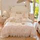 Speedy yarn embroidered lace French princess style 4-piece quilt cover sheet Q pink high-end summer bed