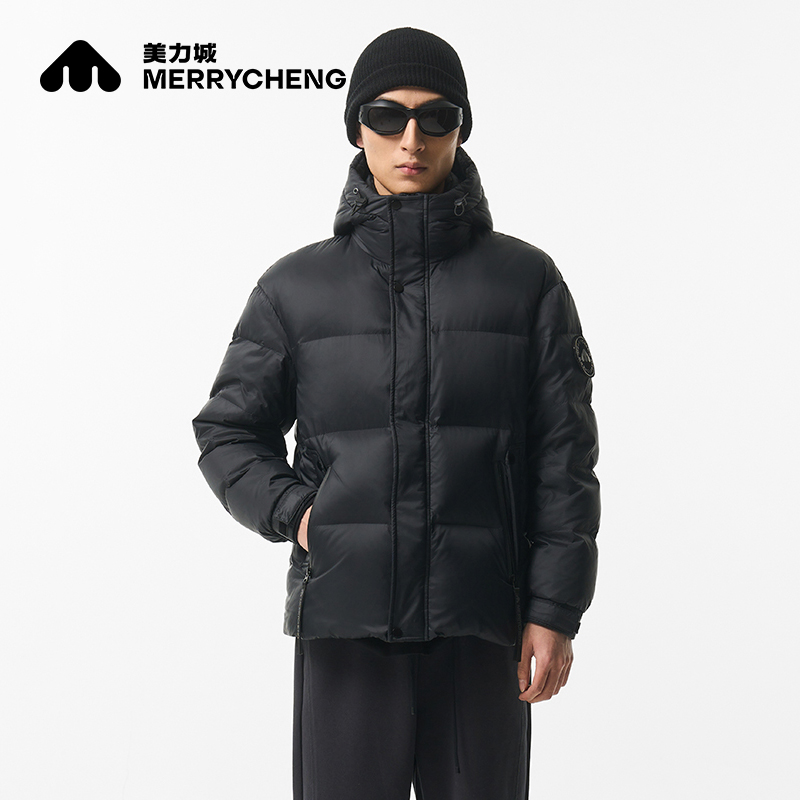 美力城羽绒服男短款2023新款时尚立领宽松潮流帅气女冬季保暖外套