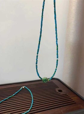 极速女款菱镁矿小方块项链搭配大漆锁骨E链新款轻奢小众新中式T19