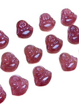 极速草莓晶佛g公小佛吊坠半成品天然水晶手链diy自编材料包编织原