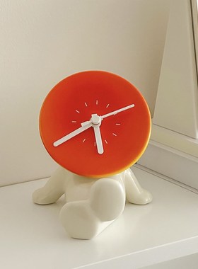 新品落日渐变时钟摆件卡通创意陶A瓷客厅桌面装饰品入户玄关家居