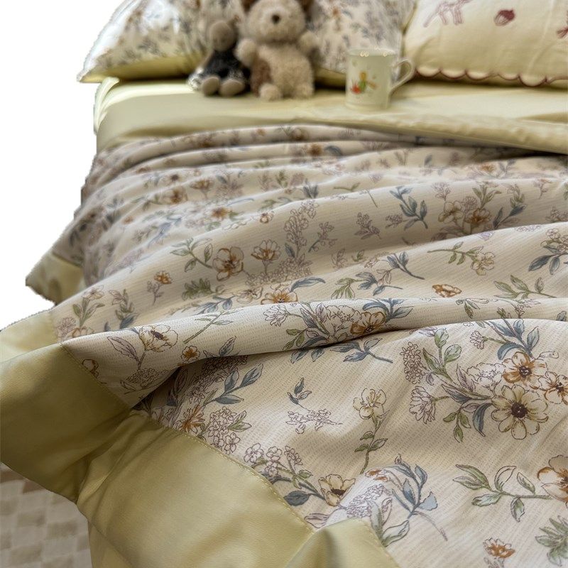 极速裸睡莱赛尔纤维复古小碎花丝滑裸睡夏凉被四件V套薄被子空调,淘宝优惠券,粉丝福利购,淘宝优惠卷