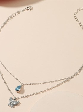 极速New metal doubloe-layer clavicle chain temperament neckl