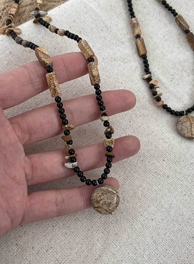 极速民族风手作串珠项链 复古毛衣链 小众设计Q感锁骨链 禅系配饰