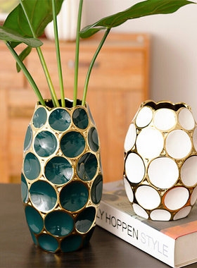 新款陶瓷创意简约现代客厅鲜花金口轻奢高档花器插花餐桌摆件欧式