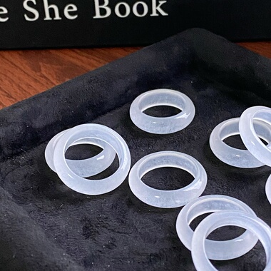 高冰种戒指白月光荔枝冻水晶戒指女个性简约戒圈玉石男女款