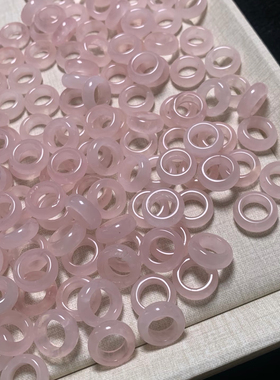 天然粉水晶戒指粉晶尾戒素圈指环男女食指戒指转运