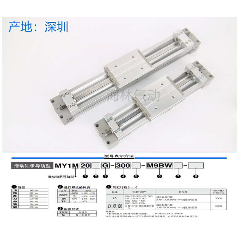 气缸 MY1M32/MY1M32G-1700-1750-1800-1850-1900-1950-2000 H LZ - 图0