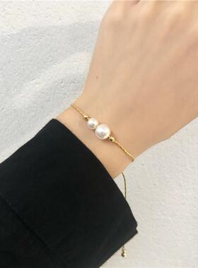 ins小众设计巴洛克珍珠手链女韩版简约个性可调节闺蜜手饰