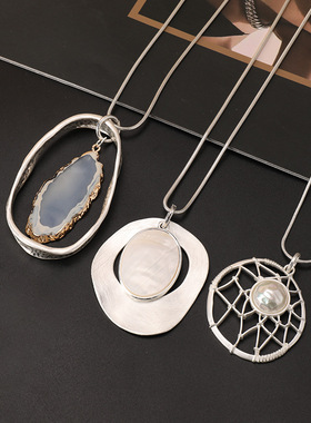 跨境专供项链欧美流行贝壳毛衣链外贸热销亚马逊新款女士长款项链