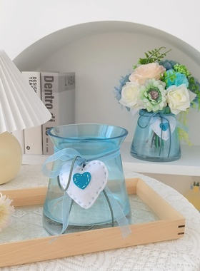 尚梵xy透明玻璃小花瓶北欧客厅插花干花摆件现代简约花器清新