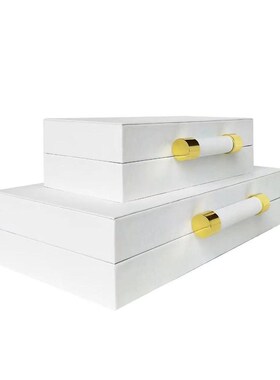 新中式木质PfU皮首饰收纳盒珠宝盒创意家居软装装饰工艺品现代简