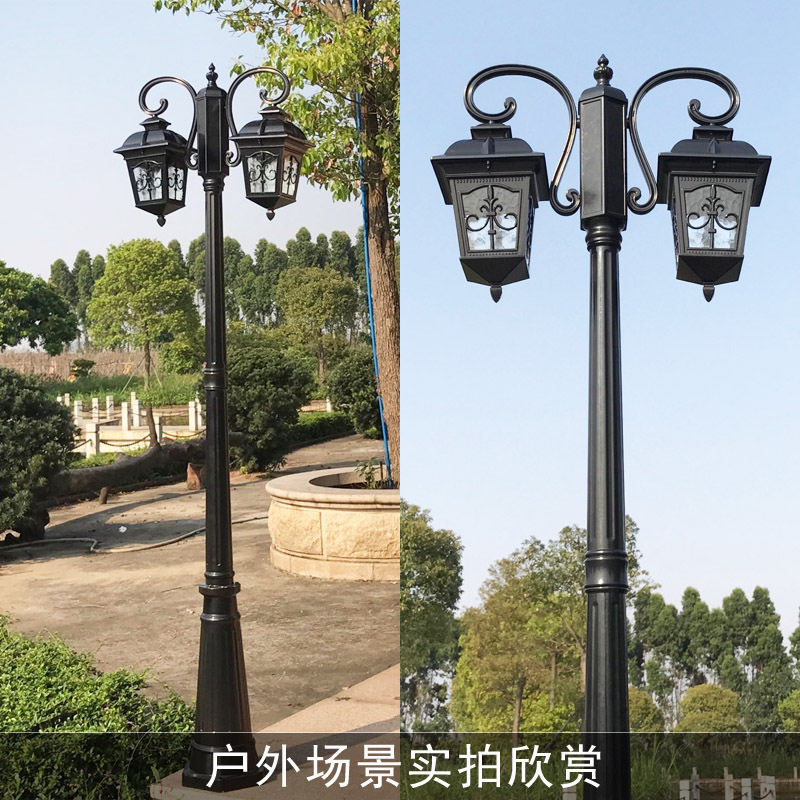 铝制欧式庭院灯小区公园led灯仿古双头景观灯户外路灯草坪灯,淘宝优惠券,粉丝福利购,淘宝优惠卷