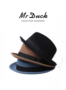 mrduck英式卷边绅士礼帽男