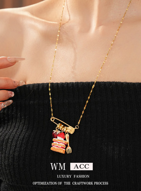 小众轻奢回形针滴油爱心毛衣链