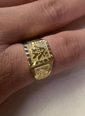 黄铜男士方形活口可调复古戒指