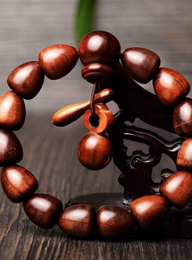 新品桃木a手链木鱼桃木手串男女款情侣手串饰品本命年桃木珠手把