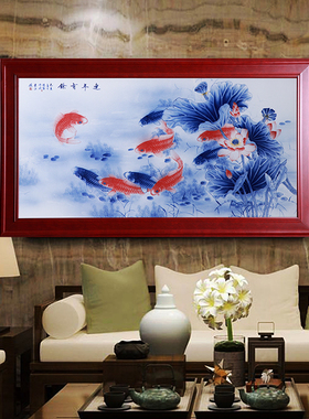 新品客厅瓷板画景德镇陶瓷手绘现B代简约沙发背景墙挂画玄关过道