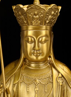 新品地藏王菩萨佛像n纯黄铜地藏菩萨像雕像娑婆三圣铜像摆件大号