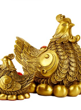 新品铜母鸡摆件金l鸡下蛋孵蛋母鸡创意家居装饰客厅玄关酒柜装饰