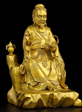 新品铜药王像g孙思邈摆件医圣孙思邈神像孙真人药王爷黄铜华佗中