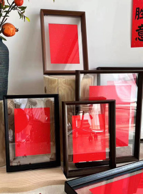 极速新年文案摆件双面压克力透明相框A4A3平安喜乐V画框摆台送好