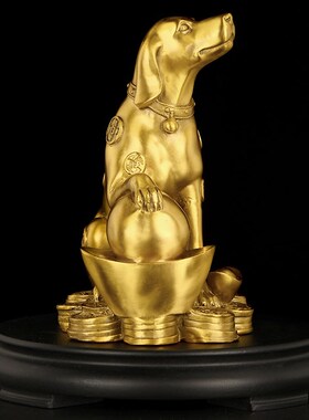 新品铜狗摆件黄铜财狗十二生肖狗客D厅办公室金钱狗补西北缺角铜