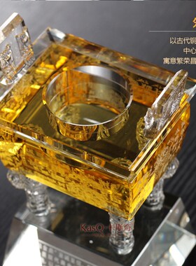 新品水晶鼎办公室桌面玄关招财装饰摆件开业礼Q品送公司纪念品工
