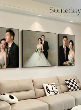 定制婚纱照挂墙洗照片做成相框精修水晶冲印放大挂画床头结婚照